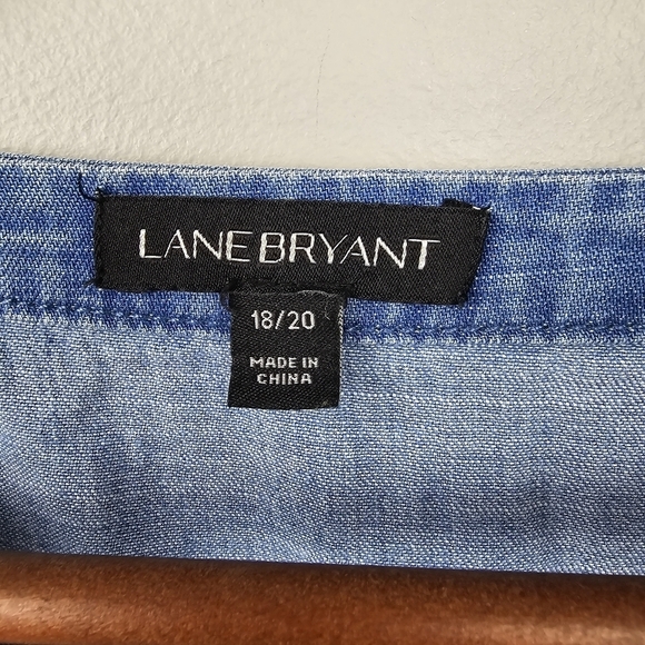 LANEBRYANT Chambray Bell Sleeve V-neck Blouse Blue Womens‎ Plus Sz 18/20 - Picture 10 of 12